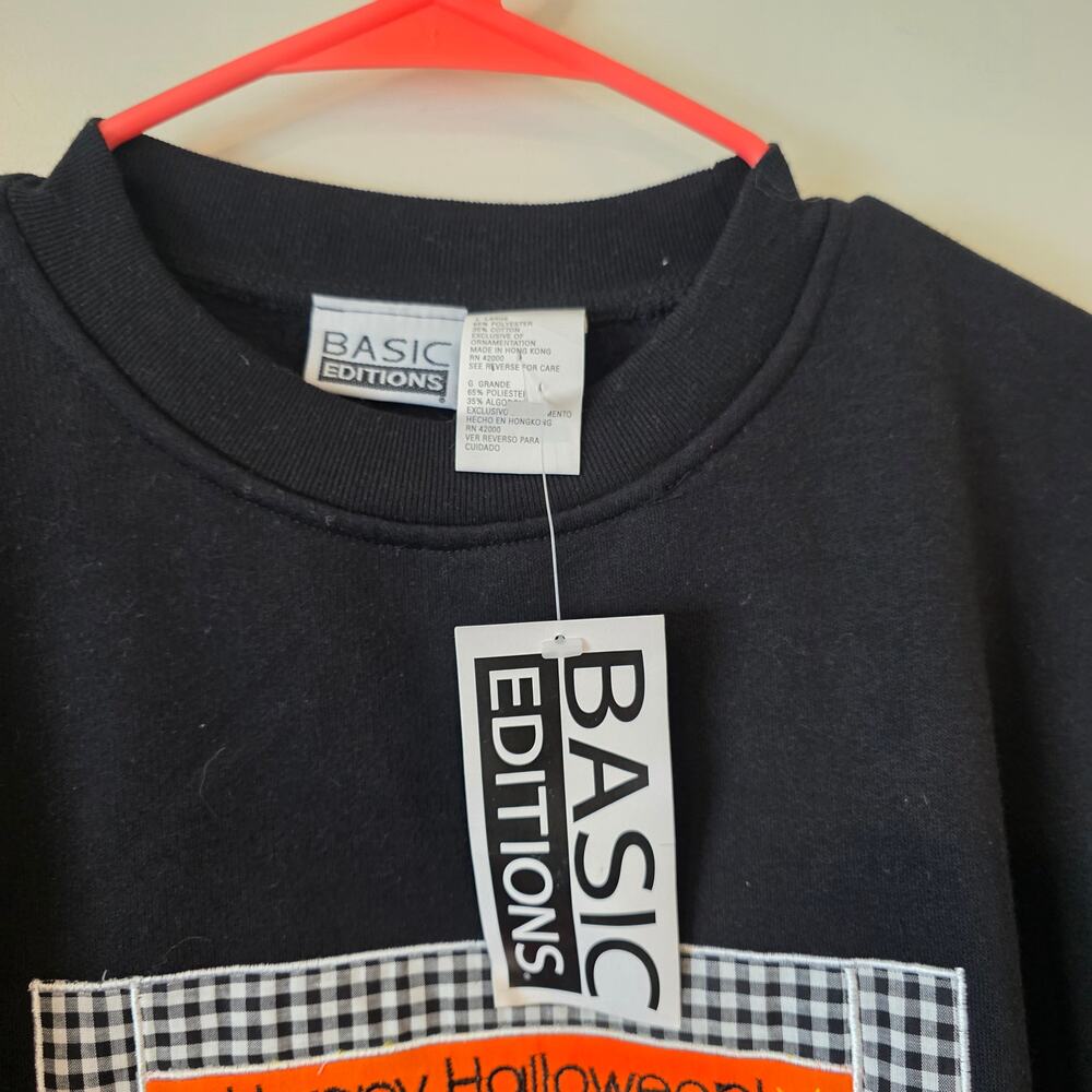 Vintage Womens Basic Editions Halloween Graphic Sweatshirt Size Large Black NEW - Picture 5 of 6